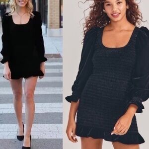 LOVESHACKFANCY Dorset Velvet Mini Dress